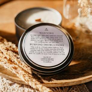 Warning Burning Instructions Candle Label