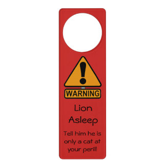 Warning Cat Asleep Personalised Door Hanger