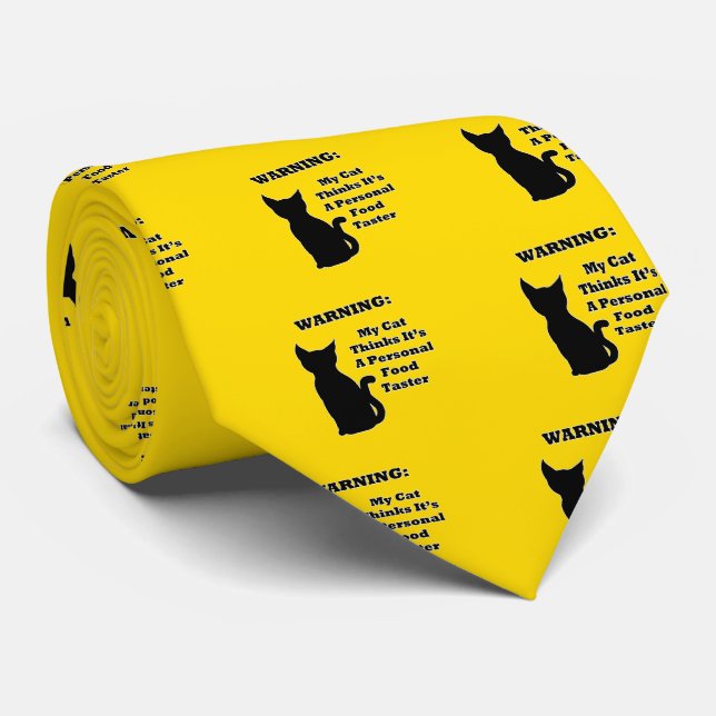 Warning Cat Neck Tie (Rolled)