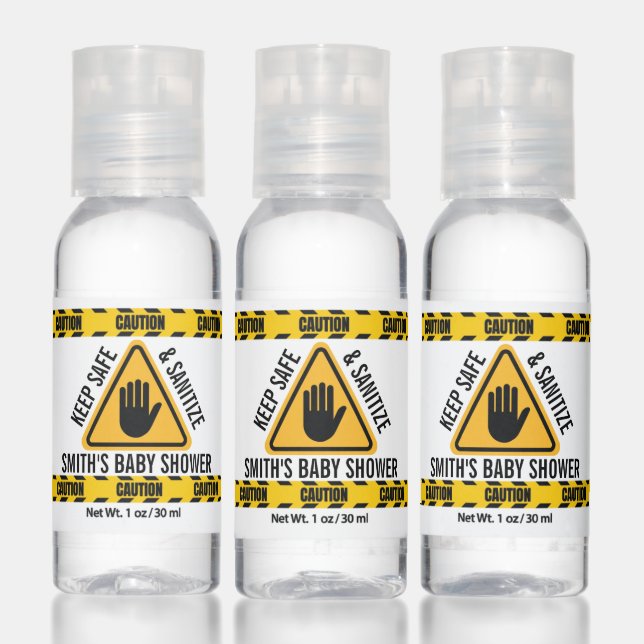 Warning Caution Sign Construction Party Favor Hand Sanitizer (Set)