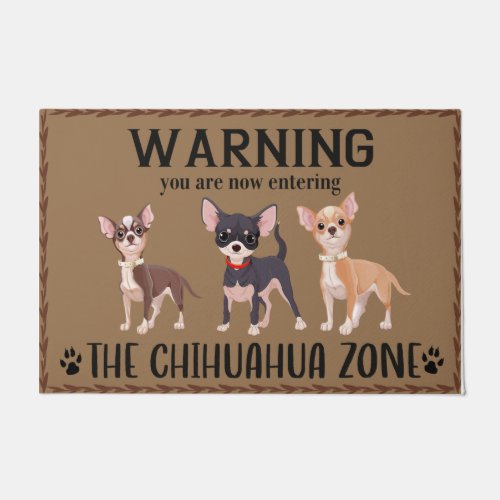 Warning Chihuahua Zone Doormat Dog House Doormat