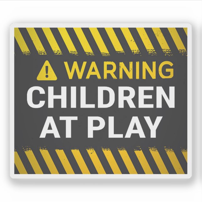 Warning Children At Play Sticker (Front)