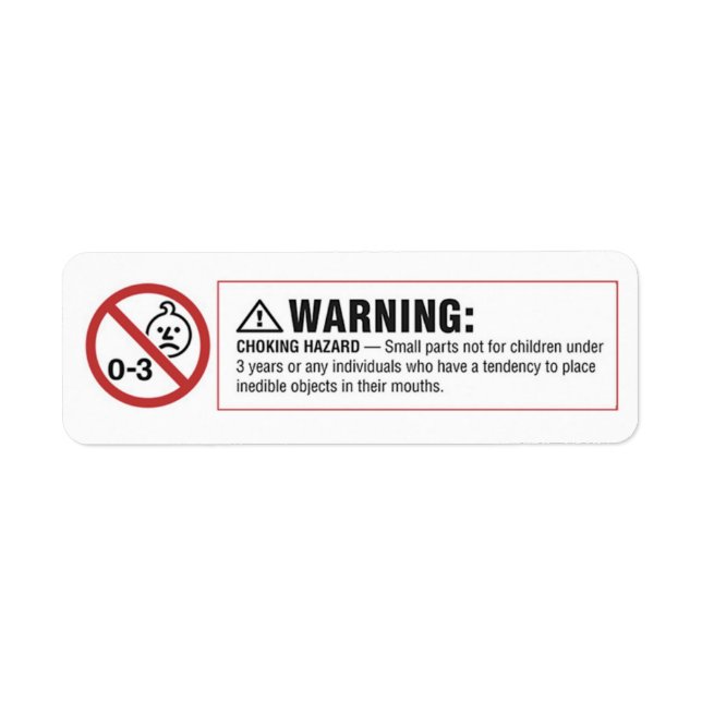 Warning: Choking Hazard Vending Label Sticker (Front)