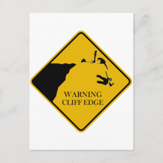 Warning Cliff Edge Postcard