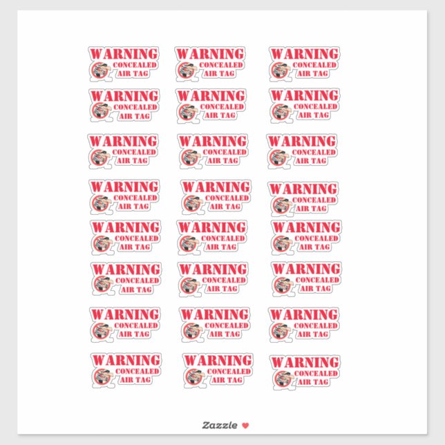 WARNING CONCEALED AIR TAG STICKER (Sheet)