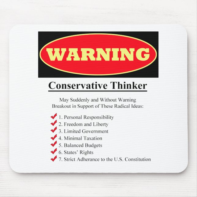Warning: Conservative Thinker Mouse Pad (Front)