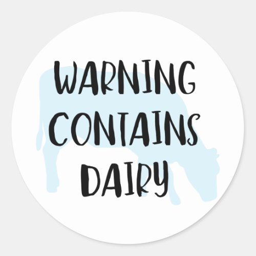 Warning Contains Dairy Allergen Baking Label Cow