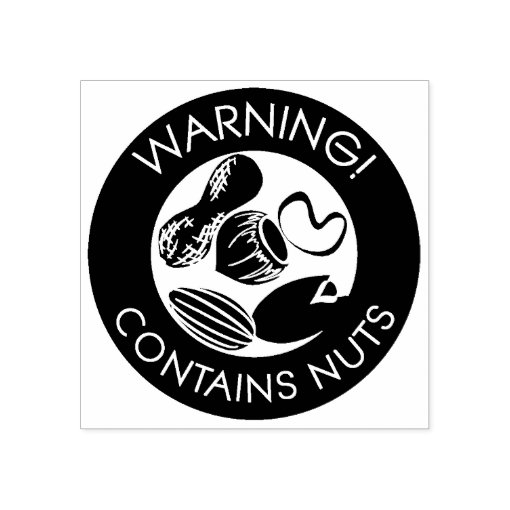 Warning Contains Nuts Allergen Tree Nut Peanut Rubber Stamp Zazzle