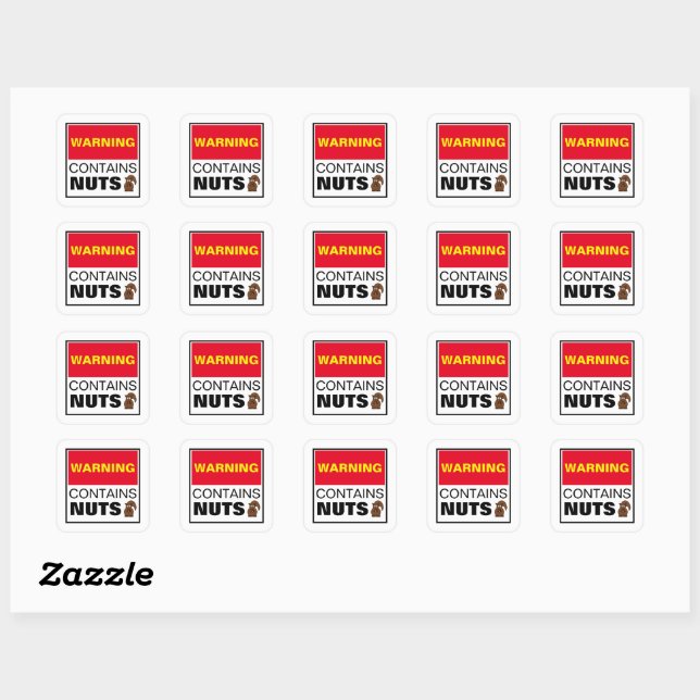 WARNING Contains Nuts Square Sticker (Sheet)