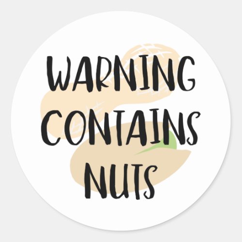 Warning Contains Peanuts  Tree Nuts Allergen Classic Round Sticker
