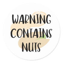 Warning Contains Peanuts & Tree Nuts Allergen Classic Round Sticker