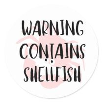 Warning Contains Shellfish Fish Allergen Crab Classic Round Sticker