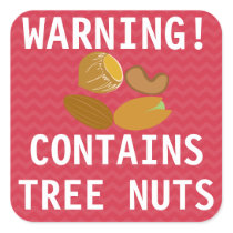 Warning Contains Tree Nuts Food Alert Stickers
