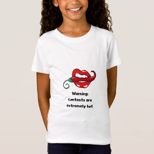 Warning contents extremely hot chilli lips pepper  T_Shirt