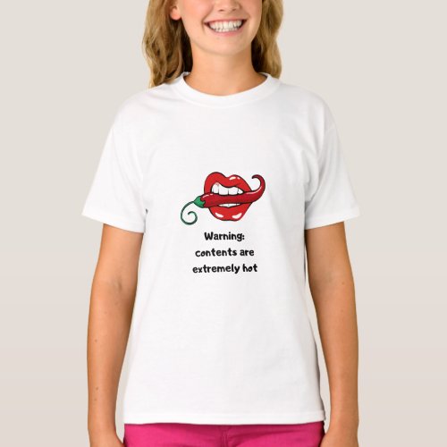 Warning contents extremely hot chilli lips pepper  T_Shirt