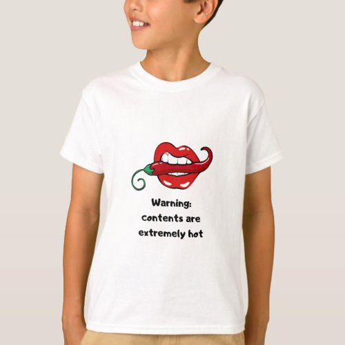 Warning contents extremely hot chilli lips pepper  T_Shirt