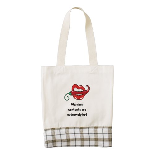 Warning contents extremely hot chilli lips pepper  zazzle HEART tote bag