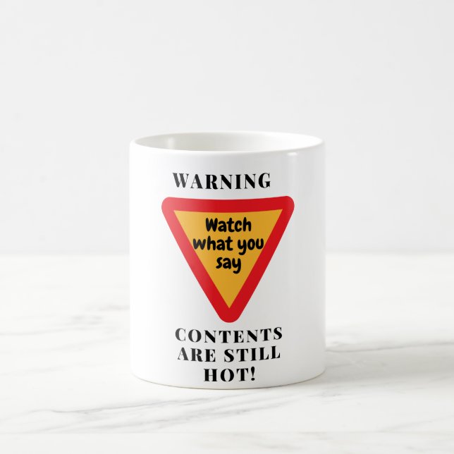 Warning Contents Hot Coffee Mug (Center)