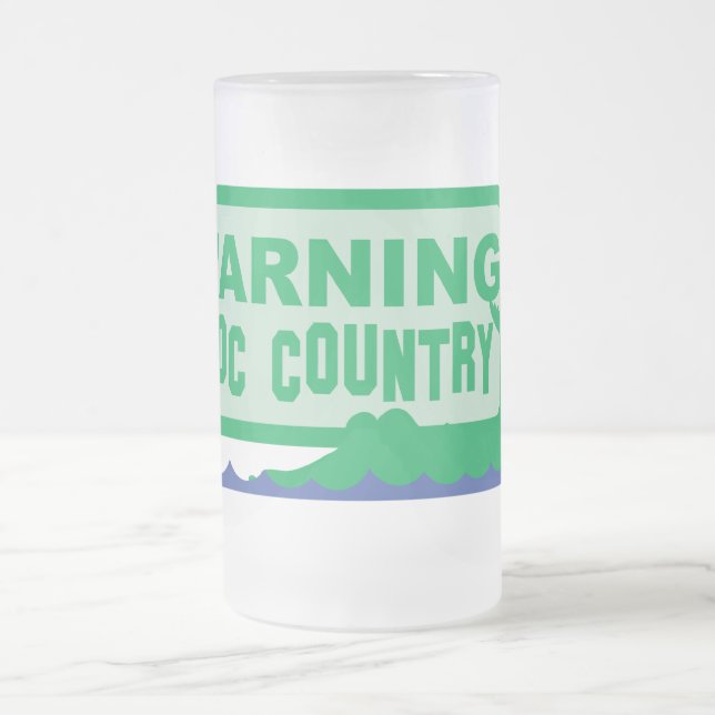 WARNING croc country! crocodile design Frosted Glass Beer Mug (Center)