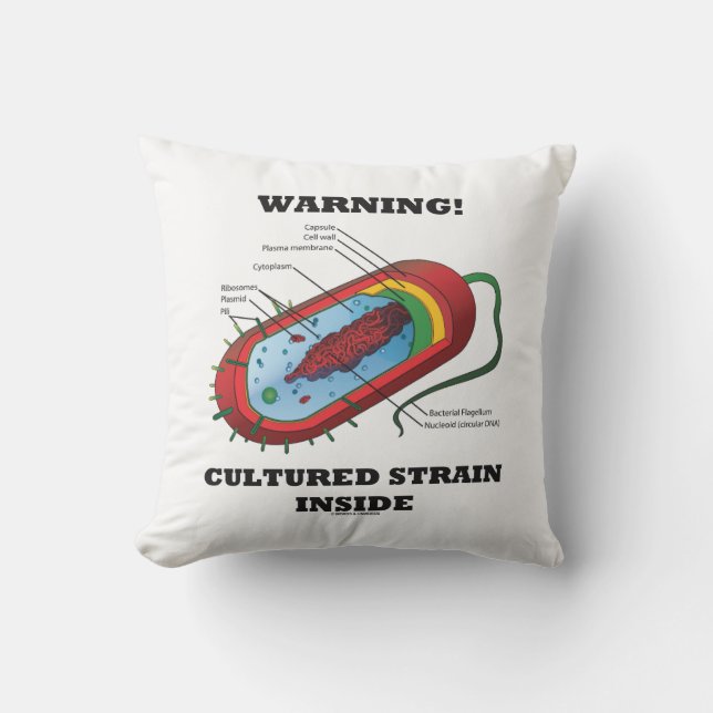 Warning! Cultured Strain Inside Bacterium Outdoor Pillow (Front)