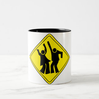 WARNING DANCERS CROSSING Two-Tone COFFEE MUG