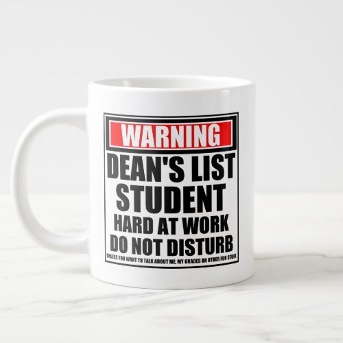 Warning Deans List Student Hard At Work Giant Coffee Mug