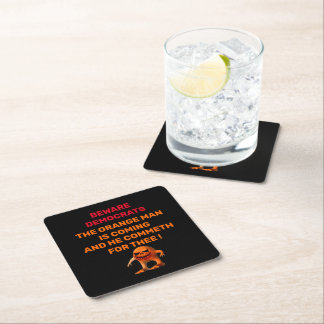 WARNING  DEMOCRATS     SQUARE PAPER COASTER