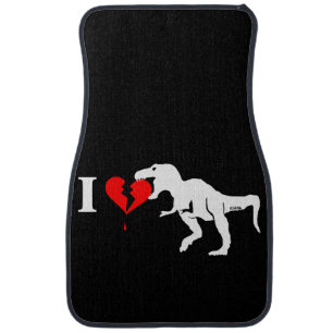 Warning! dinosaur eats heart car floor mat