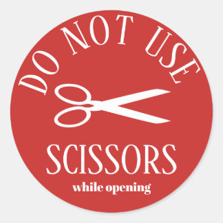 Warning Do Not Use Scissors Round Classic Round Sticker