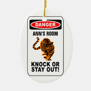 Warning door ornament - customize!