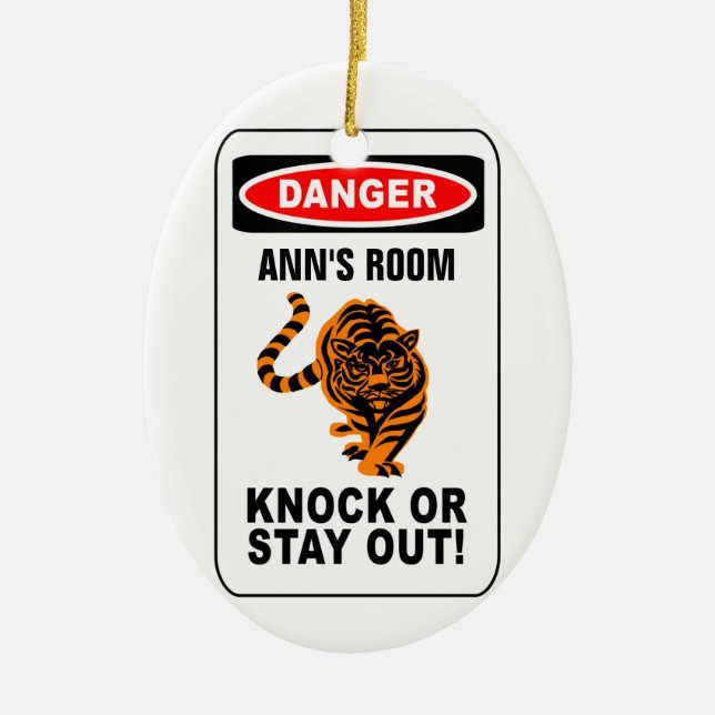 Warning door ornament - customize! (Front)