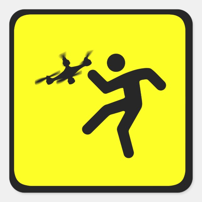 Warning Drones Square Sticker (Front)