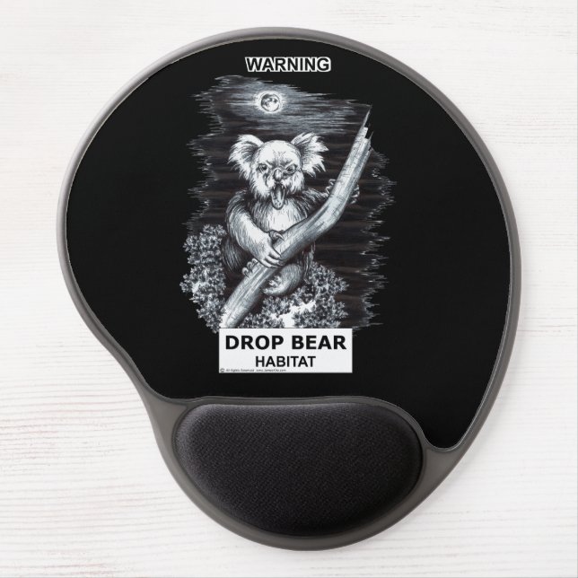 Warning: Drop Bear Habitat Gel Mouse Pad (Front)