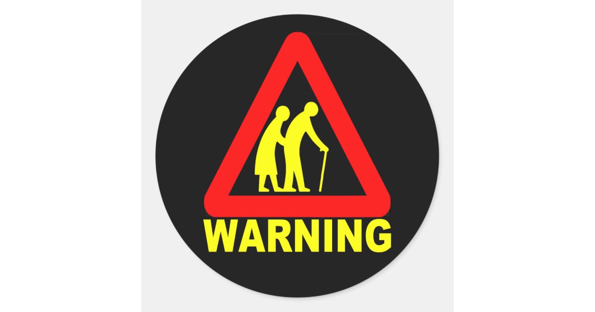 Warning - Elderly Crossing Classic Round Sticker | Zazzle