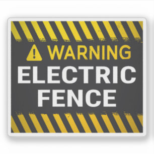 Warning Electric Fence Sign Sticker