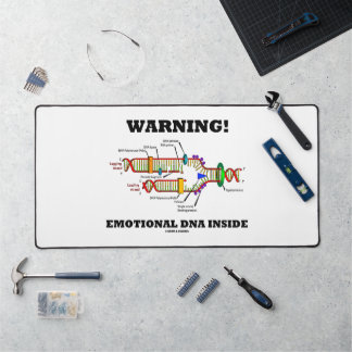 Warning! Emotional DNA Inside Molecular Bio Humor Desk Mat