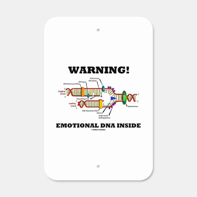 Warning! Emotional DNA Inside Molecular Bio Humor Metal Sign (Front)