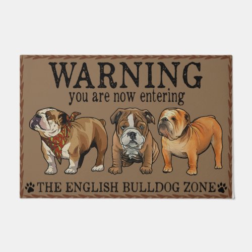 Warning English Bulldog Doormat Bulldog Lover Mat