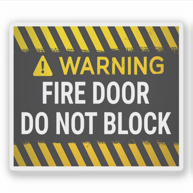 Warning Fire Door Do Not Block Sticker (Front)