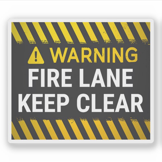  Warning Fire Lane Keep Clear  Sticker (Front)