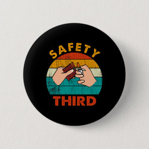 Warning Fireworks Firecrackers Safety Third 4th Of Button