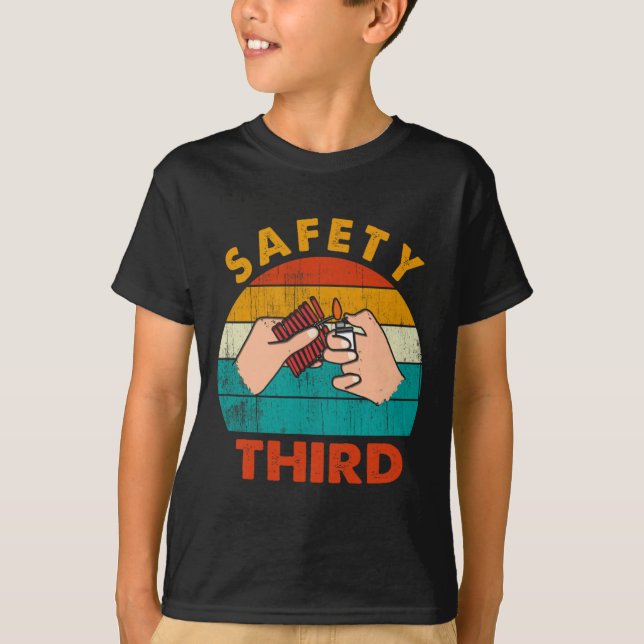 Warning Fireworks Firecrackers Safety Third 4th Of T-Shirt (Front)