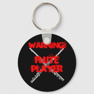 WARNING: Flute Player Keychain
