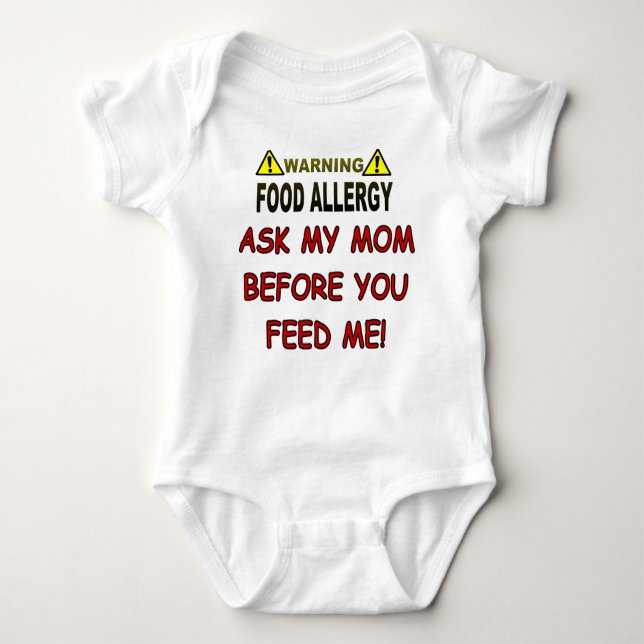 Warning Food Allergy Baby Bodysuit (Front)