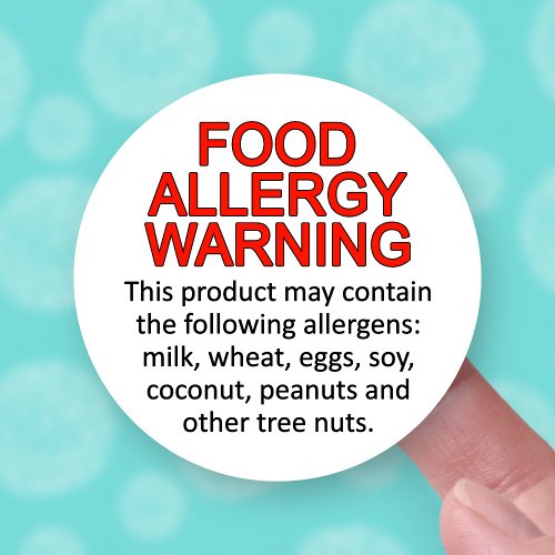 Warning Food Allergy Caution Nuts Soy Egg Sticker