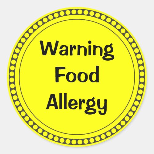 Warning  Food   Allergy Classic Round Sticker