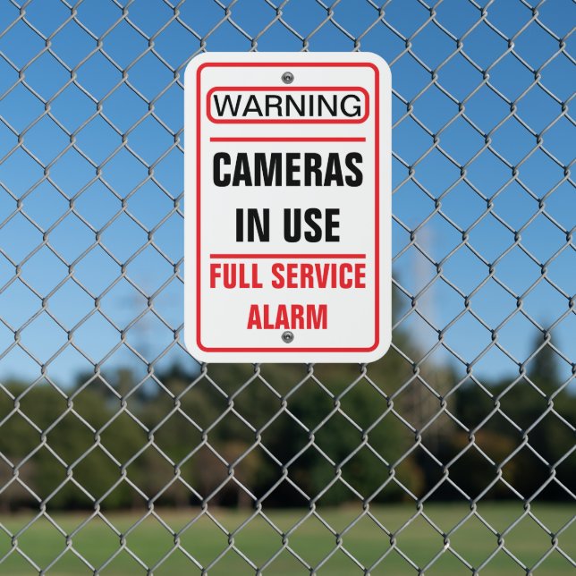 WARNING Full Service Alarm Metal Sign (In Situ(Fence))