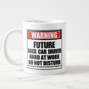 Warning Future Race Car Driver Hard At Work Giant Coffee Mug