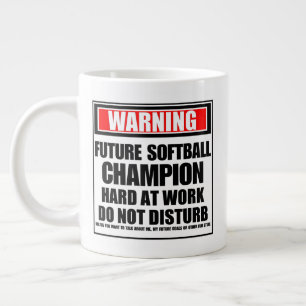 Warning Future Softball Champion Hard At Work Giant Coffee Mug