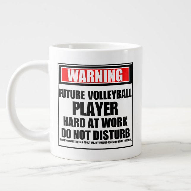 Warning Future Volleyball Player Hard At Work Giant Coffee Mug (Left)
